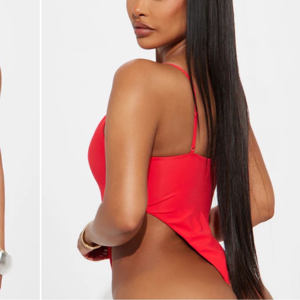 FN BRAND NEW Wilma Double Lined High Cut Bodysuit - Red - Picture 3 of 3